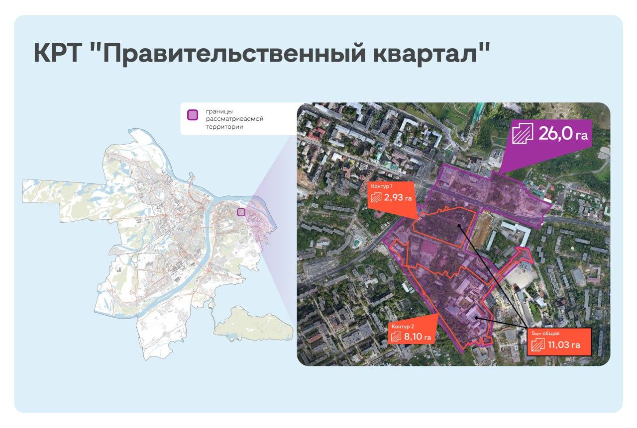 Региональный штаб по градостроительной политике Нижегородской области утвердил параметры проекта комплексного развития территории Правительственный квартал в районе площади Сенной в Нижнем Новгороде Об этом сообщили в проектном офисе стратегии развития региона В двух контурах на общей площади более 11 гектаров построят 226 5 тыс кв метров продаваемой площади Доминантой квартала и всего города станет здание высотой 150 метров в стилобате которого будет размещен прямой выход на новую станцию метро После реализации проекта произойдет перезагрузка этой территории которая станет новым деловым центром города В свою очередь Нижегородский кремль частично освободится от административных функций