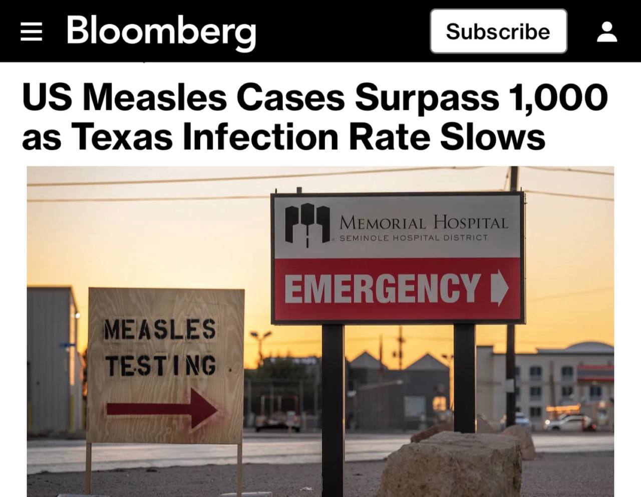 «Число случаев кори в США превысило 1000, темпы заражения в Техасе замедляются»: В США продолжается эпидемия кори. «Число случаев заболевания корью в США превысило 1000, при этом активные вспышки заболевания наблюдаются в 11 штатах. В Техасе, на который приходится большинство случаев заболевания в Соединенных Штатах, по состоянию на 9 мая было зафиксировано 709 случаев. Вспышка инфекции в Техасе распространилась и на соседние штаты, включая Нью-Мексико, Оклахому и Канзас. Хотя заболевание считается с 2000 года ликвидированным в США, к новым вспышкам кори мог привести низкий уровень вакцинации»