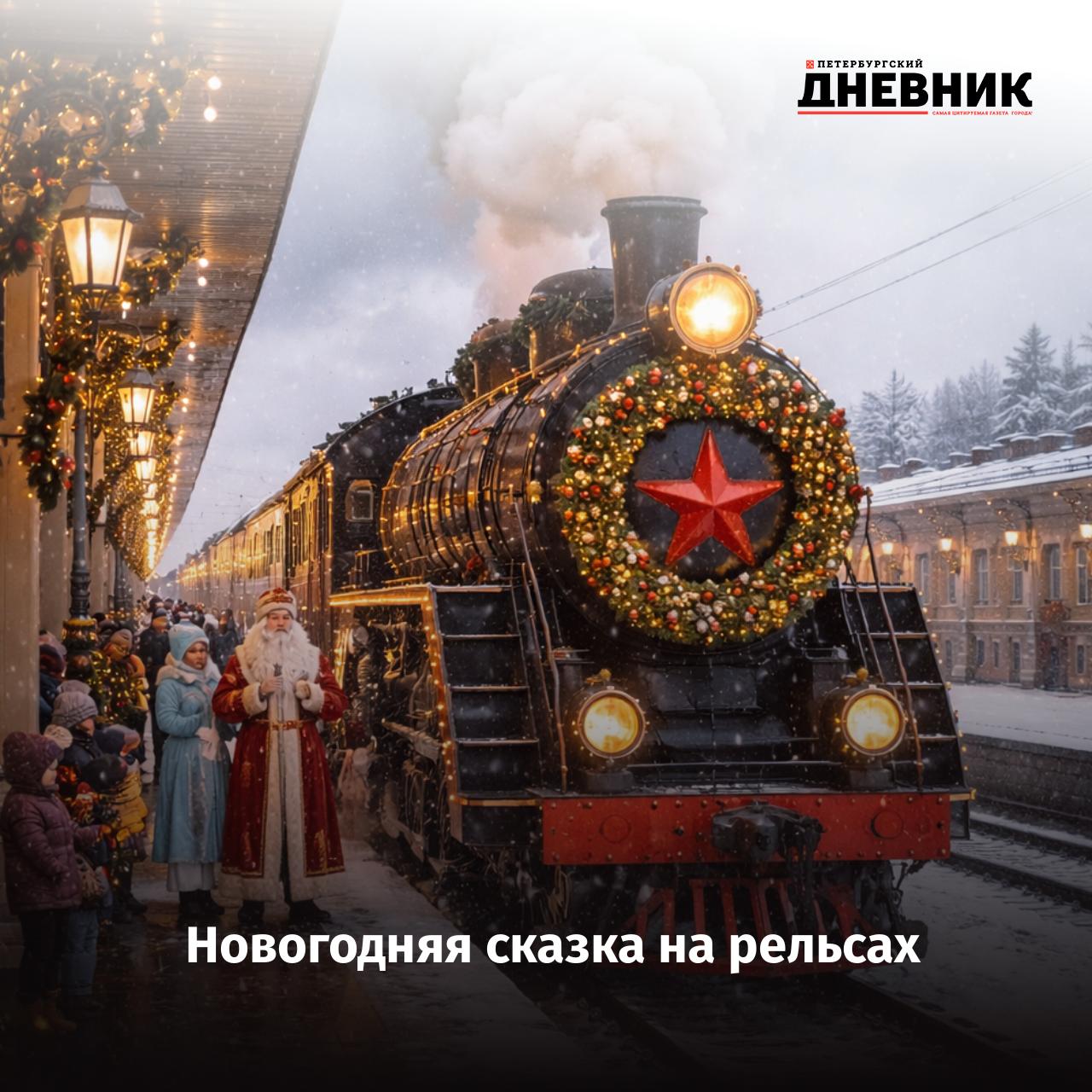 Ретропоезд Лахта отправится в первый новогодний рейс 27 декабря Ретропоезд Лахта выйдет в праздничный рейс 27 декабря с Балтийского вокзала до Гатчины Балтийской и обратно В пути обещают новогоднюю атмосферу Дед Мороз с помощниками экскурсионный вагон с гидом музыка и памятные подарки а для детей чай с пряниками и сувениры Фото DALL E Подписаться на Петербургский дневник в MAX