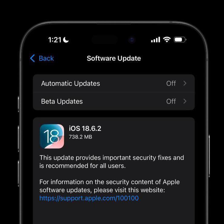 Apple выпустила iOS 18 6 2 Обновление уже доступно для всех iPhone Внутри важные патчи безопасности и баг фиксы которые делают систему стабильнее и безопаснее   Рекомендую поставить как можно скорее хуже точно не станет а защита и работа iPhone станут только лучше maniacvoice