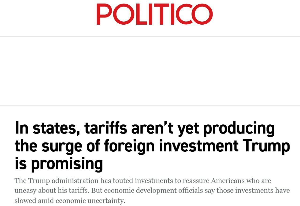 Тарифы Трампа пока не принесли США того всплеска иностранных инвестиций, который он обещал.