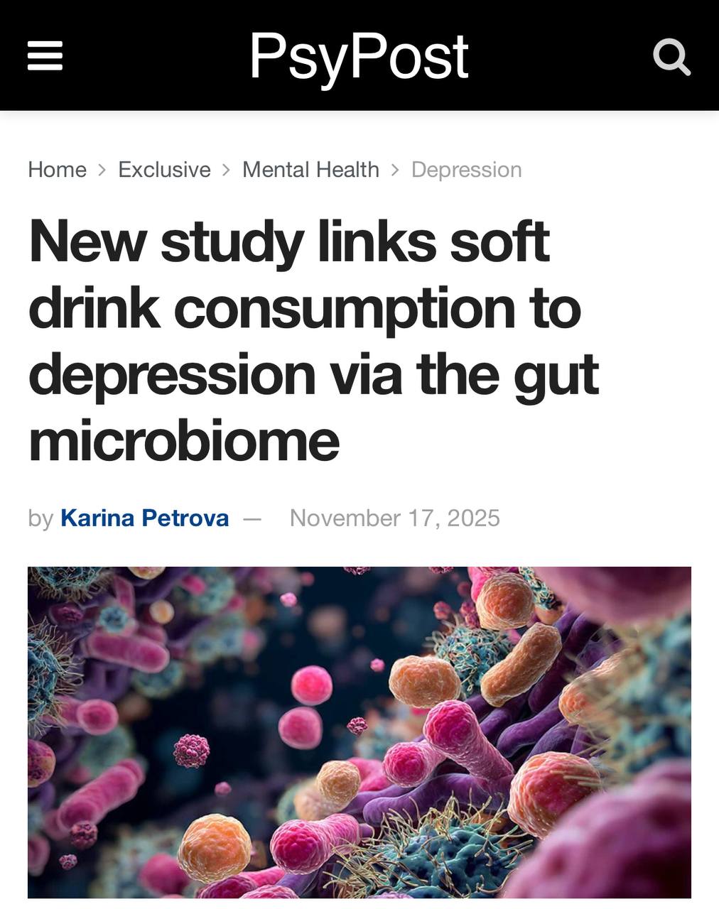 Частое употребление газировки может быть связано с повышенным риском депрессии пишут зарубежные профильные СМИ Учёные обнаружили чем больше человек пьёт сладких газированных тем сильнее нарушается баланс бактерий в кишечнике включая рост Eggerthella связанной с ухудшением психического состояния Самое важное эффект проявился почти исключительно у женщин investingcorp