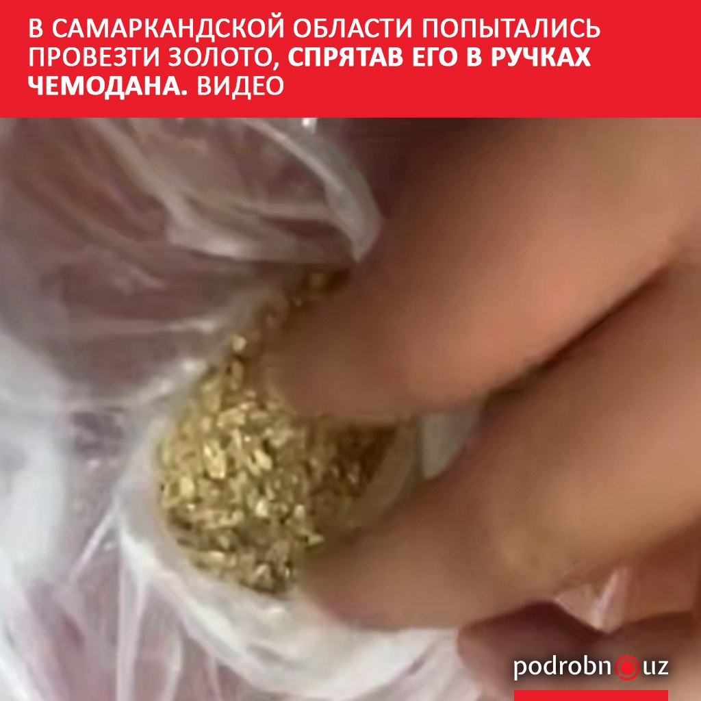 В Самарканде на таможенном посту "Джартепа" задержан пассажир, который пытался провести в страну полкилограмма вещества, похожего на золотой кристаллический порошок, спрятав его в металлические ручки дорожной сумки. Стоимость обнаруженного груза оценивается более чем в 520 миллионов сумов.     Telegram / Instagram / Facebook / Читать на узбекском