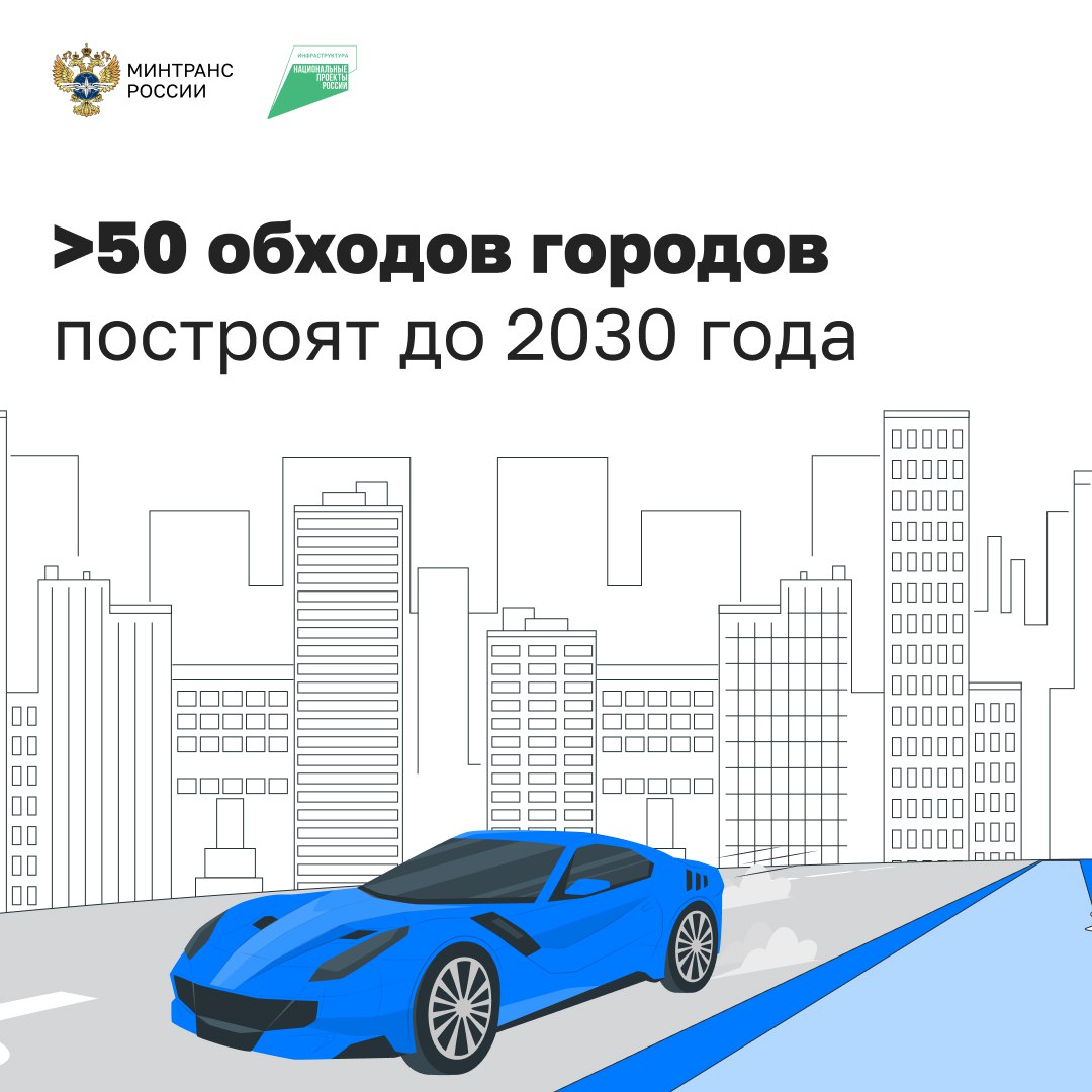 По нацпроекту «Инфраструктура для жизни» в регионах возводят и обновляют обходы городов  Это помогает разгрузить уличную сеть, вывести транзитный транспорта за пределы населенных пунктов, повысив безопасность движения и улучшив экологию.   Всего до 2030 года появится более 50 таких объектов. Из них 36 обходов строят на федеральных трассах и порядка 14 на региональных.  В этом году активные работы ведутся на четырех объектах: в Пермском крае, Астраханской и Псковской областях, Республике Северная Осетия – Алания.  Например, в Псковской области продолжается строительство Северного обхода города. Масштабный проект включает в себя четырехполосную магистраль, две транспортные развязки, шесть путепроводов и новый мост через реку Великую — крупнейший в регионе.  А в Республике Северная Осетия – Алания строят обход станицы Архонской, который сопряжен с региональной трассой, связывающей четыре района республики. Проект включает в себя строительство моста через реку Гизельдон и двух путепроводов.  #идж      Написать нам