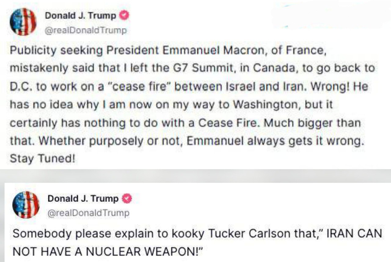 Дональд Трамп продолжает бушевать. Только недавно назвал дурачком соратника по MAGA, медиамагната и лучшего интервьюэра современности Такера Карлсона. За то, что тот предостерег его от вторжения в Иран. А вот уже он обзывает жертву домашнего насилия Эмманюэля Макрона "ищущим публичного внимания" и говорит, что тот "всегда все понимает не так". Весело конечно, особенно с президентом Франции, которого президент США отхлестал за попытки вмешаться в "гренландский вопрос" и прочие неуклюжие политические шанюги. Но с такими темпами развития большого капитолийского срача республиканцы сдадут демократам власть в США еще до конца 2025г, чтобы уже никогда не себе не вернуть. Оставайтесь на канале, подробности будут.