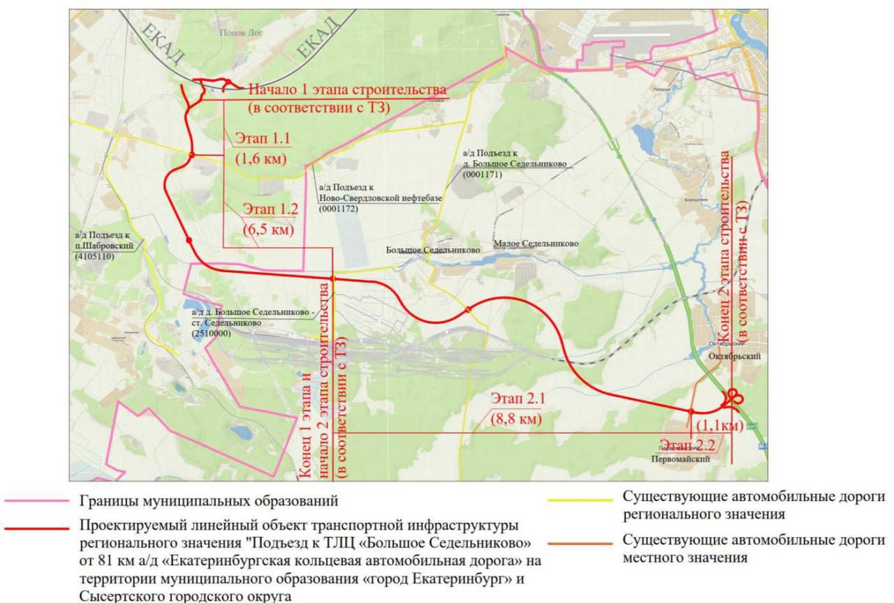 В Свердловской области появится еще одна дорогая, ведущая к транспортно-логистическому центру «Большое Седельниково»  Это подъездной путь к одному из причалов «Сухого порта» – масштабного проекта, инициированного губернатором Евгением Куйвашевым.  Новая трасса пройдёт от 81-го километра ЕКАД по территории Екатеринбурга и Сысертского муниципального округа и выйдет на федеральную трассу М-5 «Урал».  По новой дороге будут ездить тяжёлые грузовики, также она свяжет населённые пункты вблизи станции Седельниково.     Свердловская область