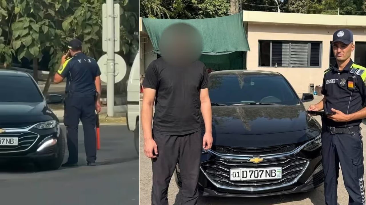 В Ташкенте водитель Malibu передал телефон инспектору ДПС после остановки за нарушение видео В отношении водителя был оформлен административный протокол автомобиль помещен на штрафстоянку uznews uz ru news 103269 uznews