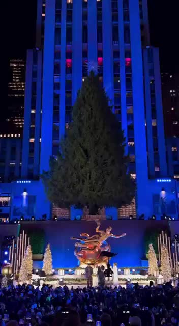 В Нью-Йорке зажгли рождественскую ёлку на Рокфеллер Плаза