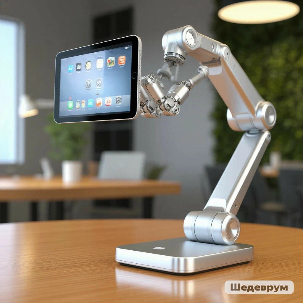 Apple разрабатывает умного домашнего робота с iPad вместо головы   Компания Apple активно работает над новым премиальным гаджетом — роботизированной рукой со встроенным iPad, который может стать центральным элементом умного дома. Об этом сообщает Bloomberg со ссылкой на инсайдеров.     Устройство будет сочетать в себе роботизированную базу с поворотным экраном  подобным iPad  на 360°.   Оно будет выполнять функции умного домашнего центра: управление безопасностью, видеозвонки, контроль умных устройств.     В разработке задействованы сотни инженеров, включая команду, ранее работавшую над Apple Car и Health-функциями Apple Watch.   ——————————