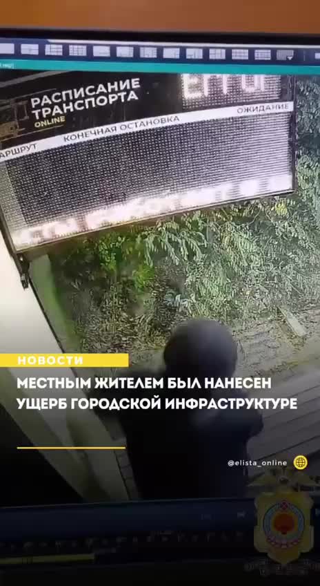 В Элисте задержан вандал, повредивший видеокамеры на остановке