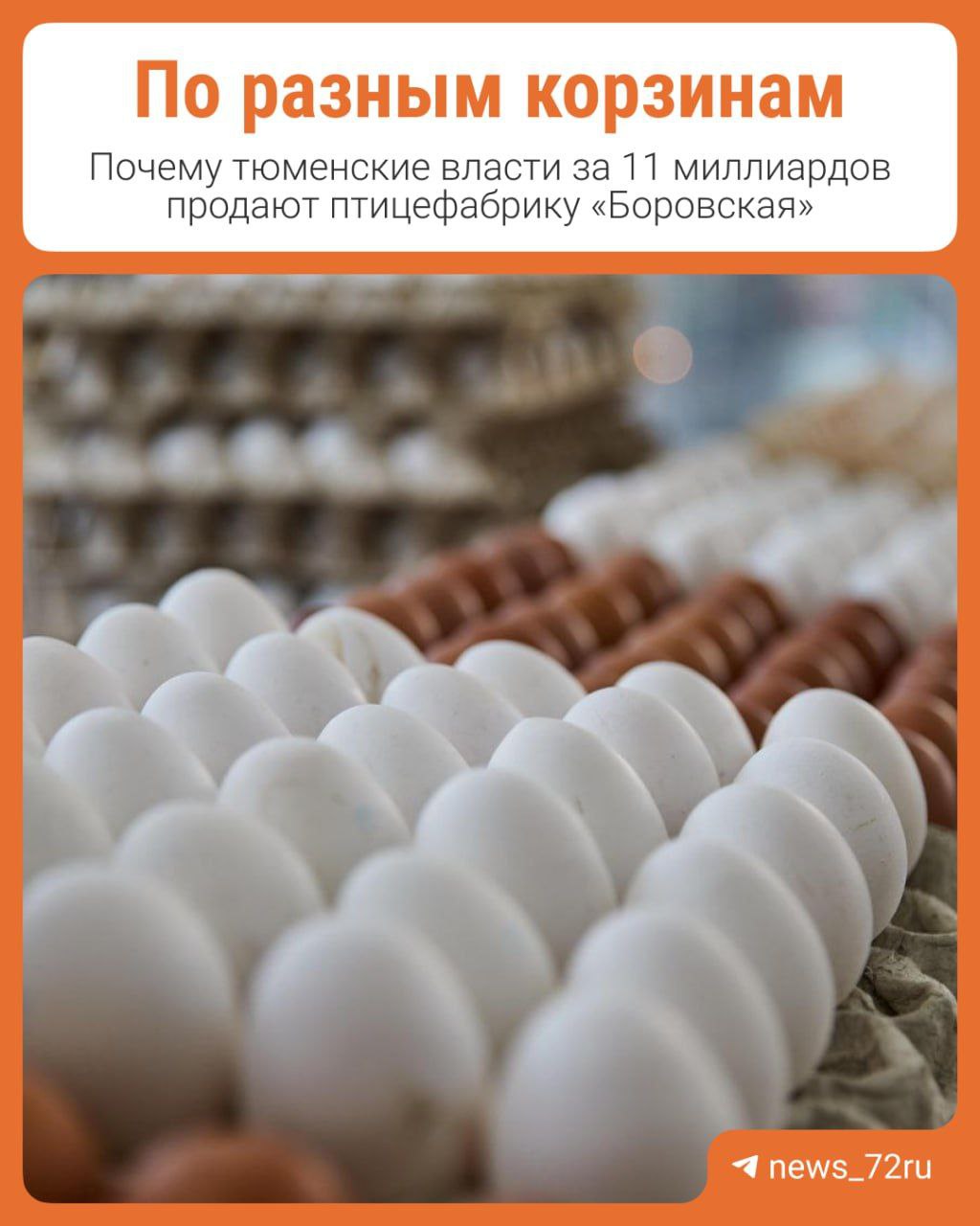 ‼ Птицефабрика «Боровская» оказалась не нужна правительству Власти Тюменской области избавляются от крупной птицефабрики «Боровская». За нее они планируют получить 10,8 миллиарда рублей. Правительство продает свой непрофильный актив и пытается решить проблему с дефицитом областного бюджета. Возможно, с первого раза предприятие продать не получится, как это произошло с еще одной компанией, которая тоже принадлежит правительству. Подробности читайте в карточках PS: птицефабрика была построена в 1963 году. Это, пожалуй, единственное предприятие, обеспечивающее работой почти тысячу жителей посёлка.