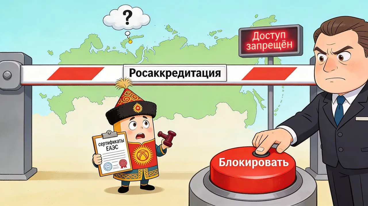 Росаккредитация заблокировала на территории России еще один орган по сертификации стран ЕАЭС Росаккредитация прекратила на 12 месяцев действие на территории России документов выданных еще одним органом по сертификации стран ЕАЭС допустившим многократные нарушения В этот раз меры коснулись деятельности ООО Евразия Сертификат регистрационный номер аттестата аккредитации KG 417 КЦА ОСП 032 Кыргызская Республика чьи документы прекратили действие на территории РФ с 26 декабря 2025 года Основанием для принятия такого решения стало неоднократное три и более раз в течение года приостановление действия сертификатов выданных данным аккредитованным лицом в том числе на игрушки детскую одежду и обувь Подписывайтесь в МАХ