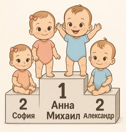 София уступила лидерство среди имен новорожденных в Москве  Пьедестал среди женских имен теперь занимает Анна. В 2025 году так назвали 986 девочек.   Среди мальчиков все стабильно. Уже третий год подряд лидирует имя Михаил – в этом году его получили 1301 малыш. На втором месте – Александр.   Также в списке популярных имен:    : Василиса, Ева и Мария.   : Максим, Марк и Лев.