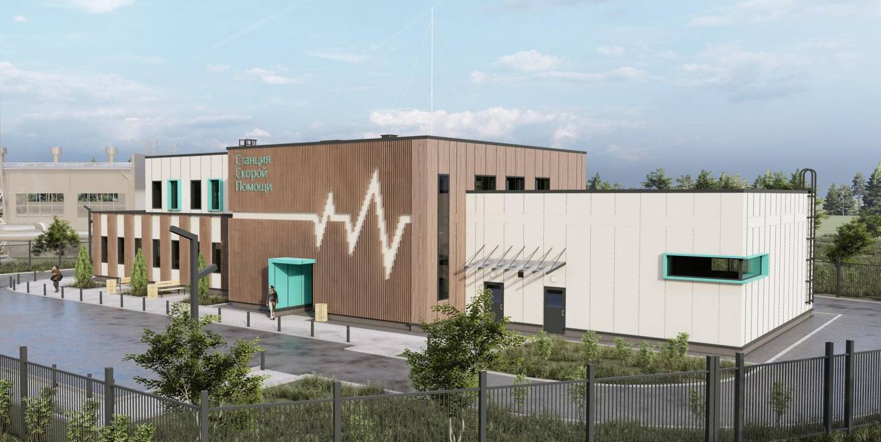 ГК ФСК построит в своем ЖК 1 й Донской строит под брендом 1 й ДСК станцию скорой помощи на пять выездных бригад двухэтажное здание с диспетчерской учебно методическим кабинетом конференц залом душевыми и комнатами отдыха Удобствами внутри ГК ФСК обещает не ограничиться озеленит территорию и даже найдет место для парковки автомобилей и велосипедов А чтобы все точно поняли что к чему на фасаде здания станции сделают 3D кардиограмму из ламелей Окончательную реализацию и сдачу в эксплуатацию обещают в 2027 м