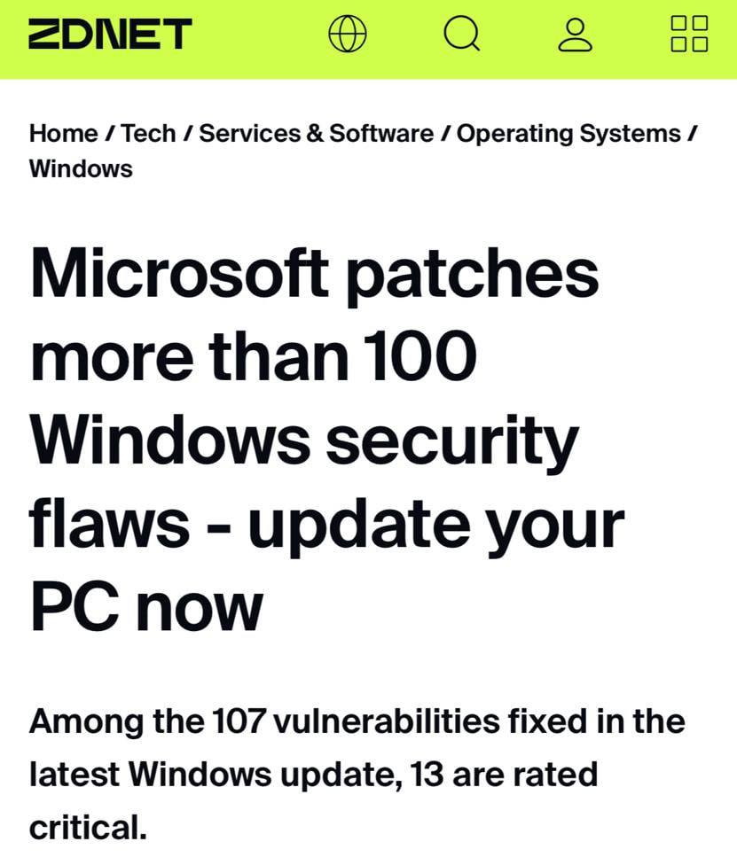 Срочно обновляем Windows Microsoft обнаружила 107 уязвимостей в Windows 10 и 11, включая в «Проводнике», Office и браузере Edge. 13 из уязвимостей критические и позволяют заражать компьютер вирусами удалённо. Ставим обнову и предупреждаем друзей. Epic Games Store