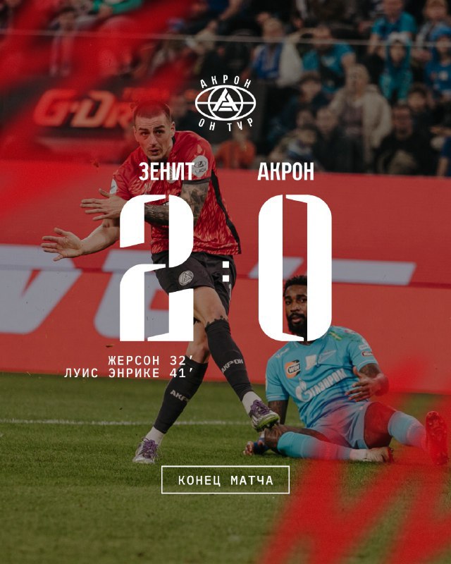 Акрон в меньшинстве проиграл Зениту в последнем матче года Игра прошла в Санкт Петербурге Зенит забил пять но засчитали только два Тольяттинцы с 14 минуты играли в меньшинстве Красную карточку получил Йонуц Неделчару Подпишись на truekpru63 Мы в MAX