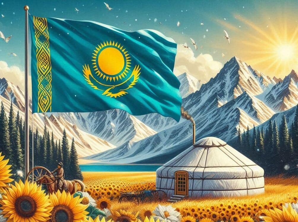 Қазақстан Республикасының күнімен құттықтаймыз Елімізде әрқашан бейбітшілік ынтымақ береке бірлік орнап шаңырақтарыңызда аманшылық қуаныш пен жақсылық болсын Поздравляем с Днём Республики Казахстан Пусть в нашей стране всегда царят мир согласие и процветание а в ваших семьях тепло радость и благополучие