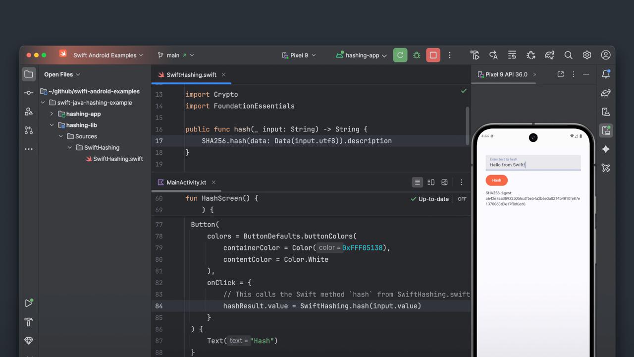 Встречайте Apple Android Apple выпустила инструментарий для разработки Android приложений на языке программирования Swift родном для iOS и macOS Правда код в итоге компилируется на языке Kotlin или Java ведь сам Android нативно Swift не поддерживает Благодаря этому релизу разработчики могут создавать программы и игры на одном языке под обе главные мобильные платформы одновременно Rozetked Plus