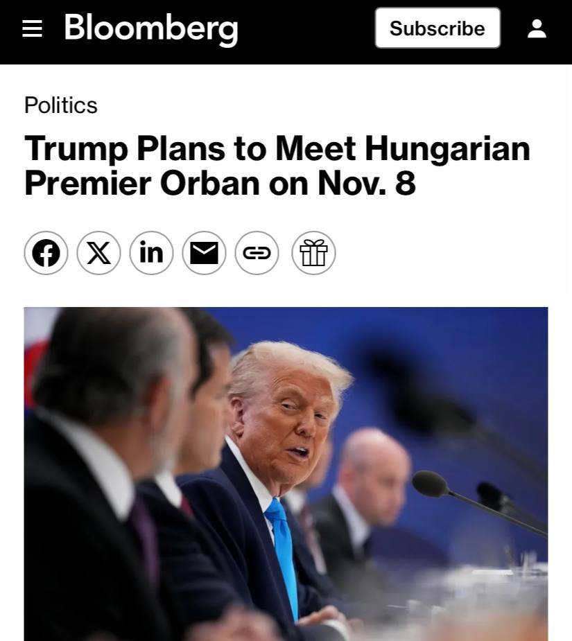 Трамп проведёт встречу с Орбаном 8 ноября в Вашингтоне сообщает Bloomberg Неясно будет ли обсуждаться возможный саммит РФ США в Будапеште vesti az