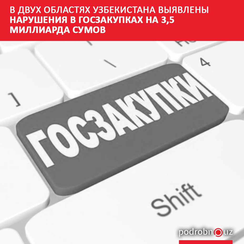 На предприятиях в Сурхандарьинской и Джизакской областях Комитет по развитию конкуренции обнаружил нарушения требований законодательства при проведении тендеров по госзакупкам Виновные понесут административные наказания и заплатят штрафы podrobno uz cat economic v dvukh oblastyakh uzbekistana vyyavleny narusheniya v goszakupkakh na 3 5 milliarda sumov Telegram Instagram Facebook Читать на узбекском