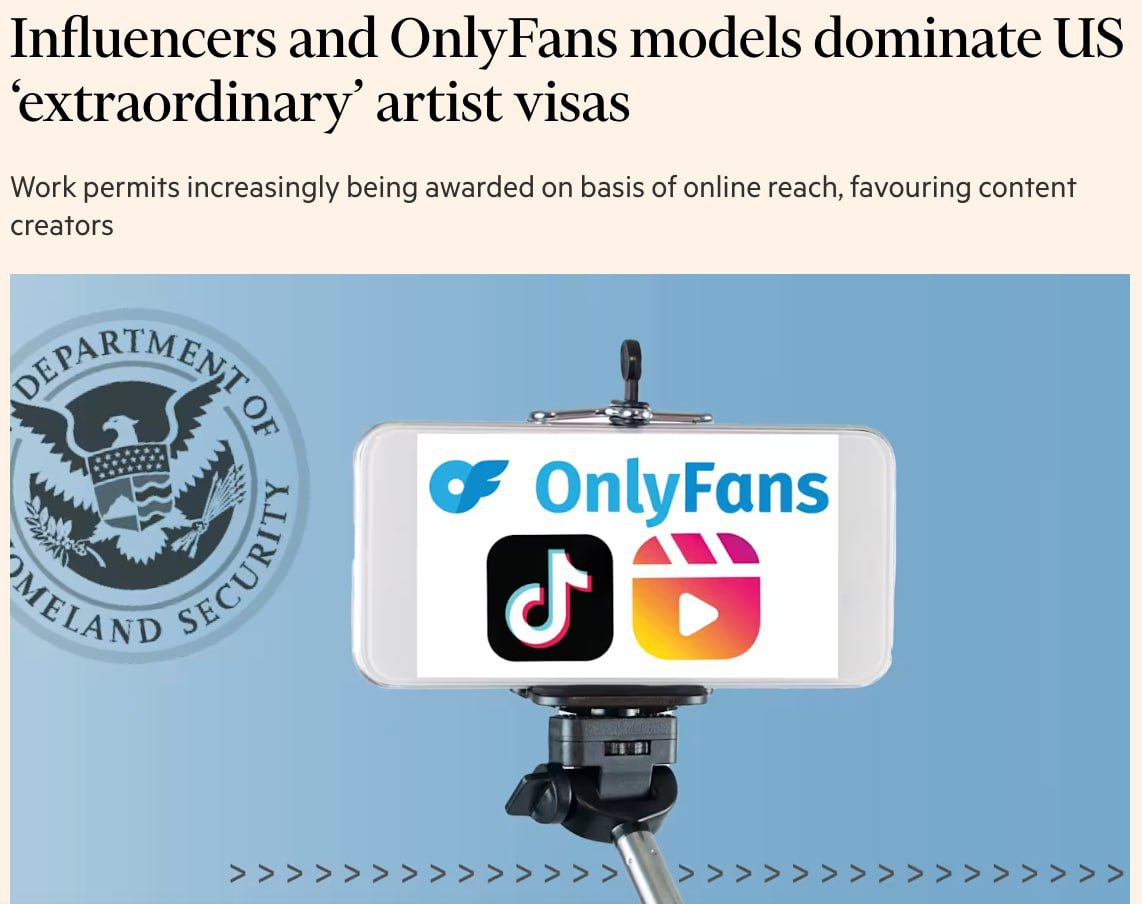 США стали чаще выдавать рабочие визы моделям OnlyFans сообщает Financial Times Разрешения на работу выдаются на основе охвата аудитории в интернете сообщили изданию иммиграционные юристы По их словам сейчас более половины их клиентов составляют инфлюенсеры блогеры оказывающие влияние на аудиторию через социальные медиа и другие цифровые каналы Они с удовольствием берутся за таких клиентов потому что количество лайков и подписчиков легко поддается количественной оценке по сравнению с зачастую сложным процессом доказательства исключительных способностей соискателя визы Критерии для получения визы O 1B могут включать исполнение главной роли в престижном проекте коммерческий успех или широкое признание со стороны экспертов Блогеры как раз подпадают под эти требования в том числе онлифанс модели пишет газета Сайт Страна X Twitter Прислать новость фото видео Реклама на канале Помощь
