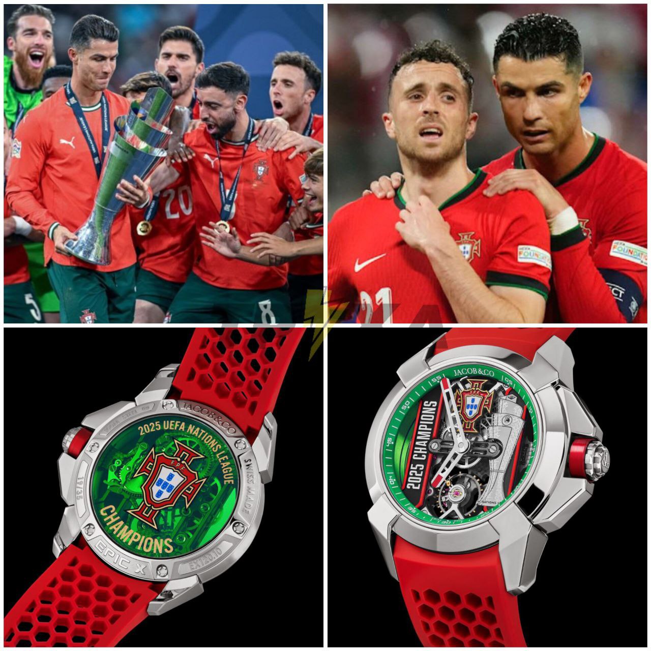 Сильный поступок Роналду капитан подарил всем партнерам по сборной лимитированные часы Jacob Co в честь победы в Лиге наций 2025 Криштиану не забыл и о погибшем Диогу Жоте его экземпляр с уникальной гравировкой он лично передал семье футболиста
