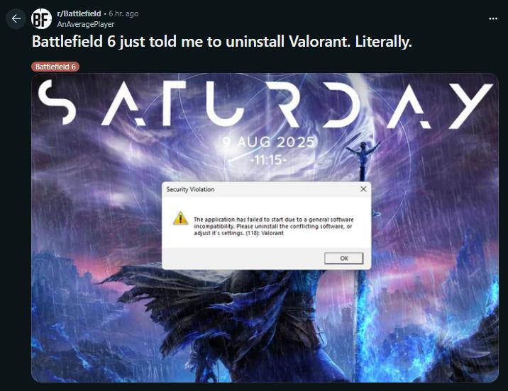 Battlefield 6 требует удалить Valorant с ПК, чтобы запуститься.  Всё из-за Secure Boot, который, к слову, читеры уже обошли.   Базировано