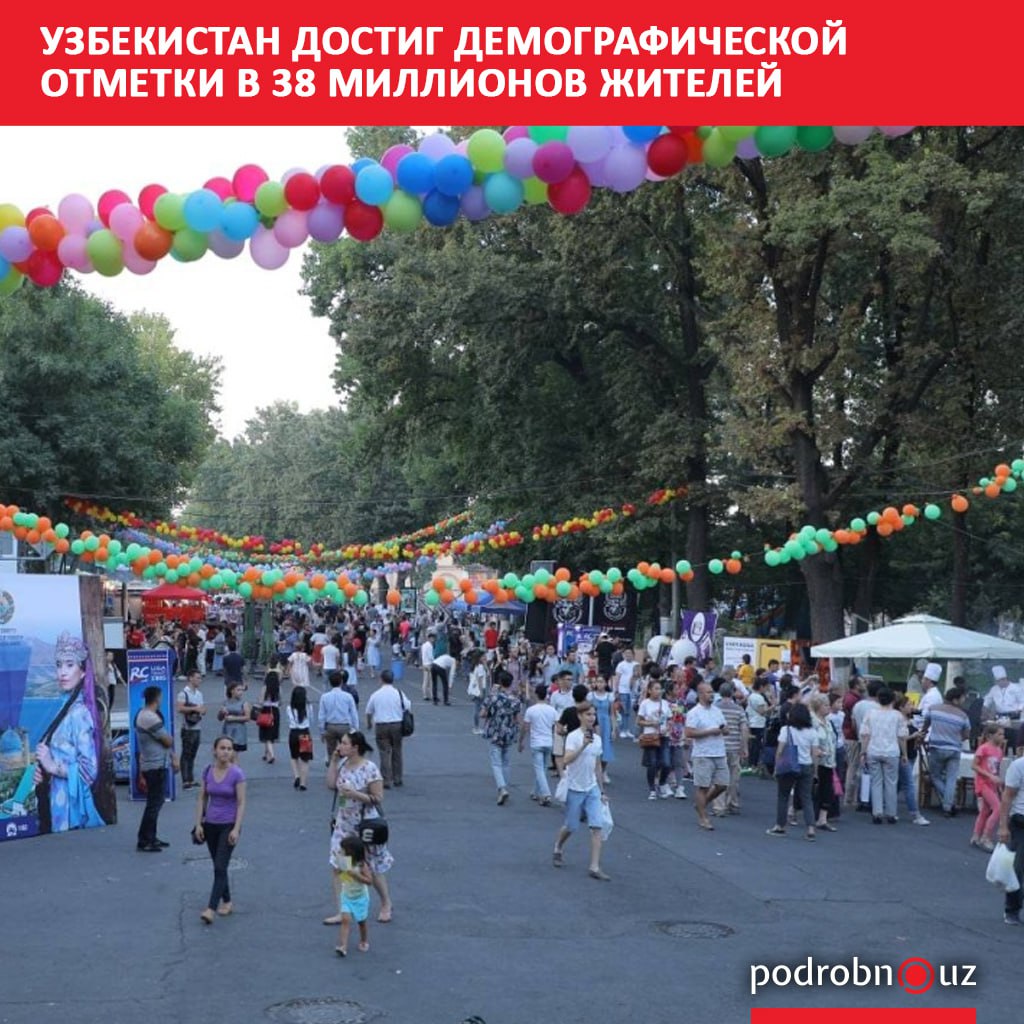 К 28 августа постоянное население страны перешагнуло отметку в 38 миллионов человек podrobno uz cat obchestvo uzbekistan dostig demograficheskoy otmetki v 38 millionov zhiteley Telegram Instagram Facebook Читать на узбекском