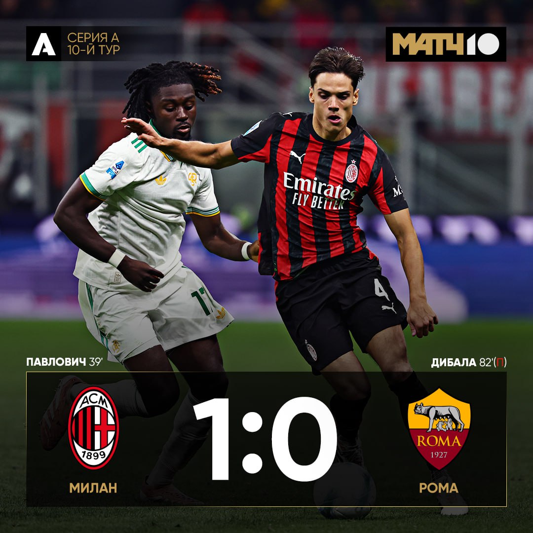 Милан подвинул Рому с третьего места в Серии А Обе команды всего на одно очко отстают от лидирующего Наполи news matchtv