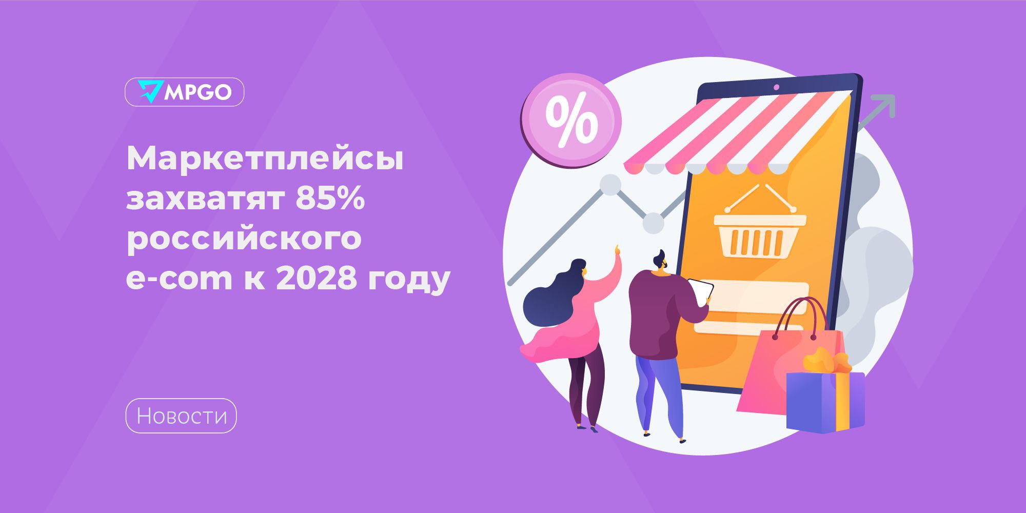 Маркетплейсы захватят 85% российского e-com к 2028 году  К 2028 году маркетплейсы будут контролировать более 85% российского екома по прогнозу исследовательского центра «Аналитика. Бизнес. Право». Совокупная доля в общей рознице достигнет 20% — это усилит давление на традиционный ритейл и нишевых игроков.   Главной проблемой эксперты назвали неограниченное субсидирование скидок крупными площадками. Маркетплейсы демпингуют цены для привлечения клиентов, вытесняют конкурентов с низкой маржей, а затем повышают комиссии, чтобы компенсировать ранее понесенные убытки.   Средняя валовая маржа в рознице — 25-30%, но агрессивные скидки маркетплейсов снижают ее до 40% для конкурентов. — пояснила Венера Шайдуллина, директор исследовательского центра.  При текущем GMV в 3,5 трлн рублей объем инвестиций в скидки может превышать 350 млрд ежегодно. Ритейлеры предлагают ограничить субсидии 10% от товарооборота площадки — по расчетам, это снизит убытки малого бизнеса с 40% до 10% выручки.  Селлеры уже жалуются в ФАС на невыгодные условия. Потребителям низкие цены выгодны, но в долгосрочной перспективе сокращение числа игроков приведет к росту стоимости товаров и сужением ассортимента.  Для рынка электронной коммерции в целом неограниченное субсидирование скидок создает риск формирования олигополии с последующим ростом комиссий для продавцов и цен для покупателей. Государственное регулирование и введение ограничения на объем субсидий снижает вероятность реализации негативного сценария, но полностью проблему не решает. — сказано в отчете.   Индустрия