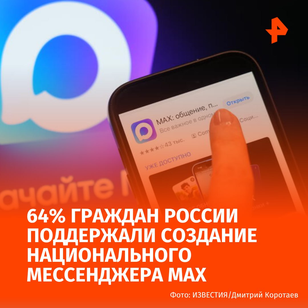 Почти две трети россиян поддержали создание национального мессенджера. Согласно данным опроса ВЦИОМ, 64% граждан России поддержали инициативу по созданию многофункционального сервиса обмена информацией, которым стала платформа MAX. Как оказалось, о мессенджере знают 58% опрошенных россиян. Новая платформа привлекает россиян вкладом в повышение сохранности данных и технологический суверенитет России. Более 55% пользователей мобильных приложений и мессенджеров называют важным хранение данных именно на отечественных серверах. "От мессенджера MAX пользователи прежде всего ждут высокое и стабильное качество аудио- и видеозвонков, возможность отправки объемных файлов, доступ к государственным сервисам и функции безопасности и приватности", — указали специалисты ВЦИОМ. В опросе ВЦИОМ приняли участие 2001 респондентов в возрасте старше 18 лет. Исследование проводилось методом телефонного интервью по стратифицированной случайной выборке, извлеченной из полного списка сотовых телефонных номеров, задействованных на территории РФ. Читайте РЕН ТВ в мессенджере МАХ — главный по происшествиям МАХ Отправить новость