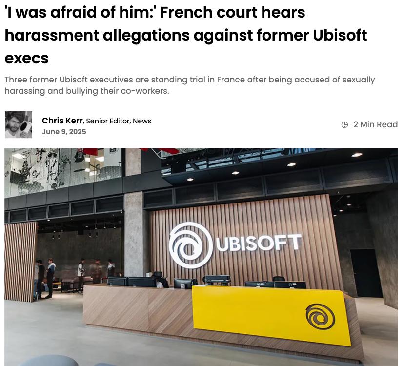 Ubisoft оказалась в центре скандала из-за серьезных обвинений в неподобающем поведении на рабочем месте. Уже четвертый день продолжается судебное разбирательство, в котором находятся руководители компании, столкнувшиеся с обвинениями в создании токсичной и сексистской атмосферы. Среди жалоб, рассматриваемых судом: - Женщин подвергали унижению, привязывая к стульям и заставляя стоять на руках. - Коллеги-мужчины играли в догонялки с целью ущипнуть друг друга в интимной зоне. - В офисе громко воспроизводилось интимное видео через колонки. - Сотрудники обсуждали личные аспекты жизни коллег-женщин. - Руководитель допускал крайне неуместное поведение, пукая в лицо коллегам. Самым вопиющим инцидентом стало сексуальное насилие на корпоративной вечеринке, где сотрудницу насильно удерживали, прижимались к ней и пытались поцеловать. Такая рабочая атмосфера в геймдев-индустрии вызывает серьезные опасения.