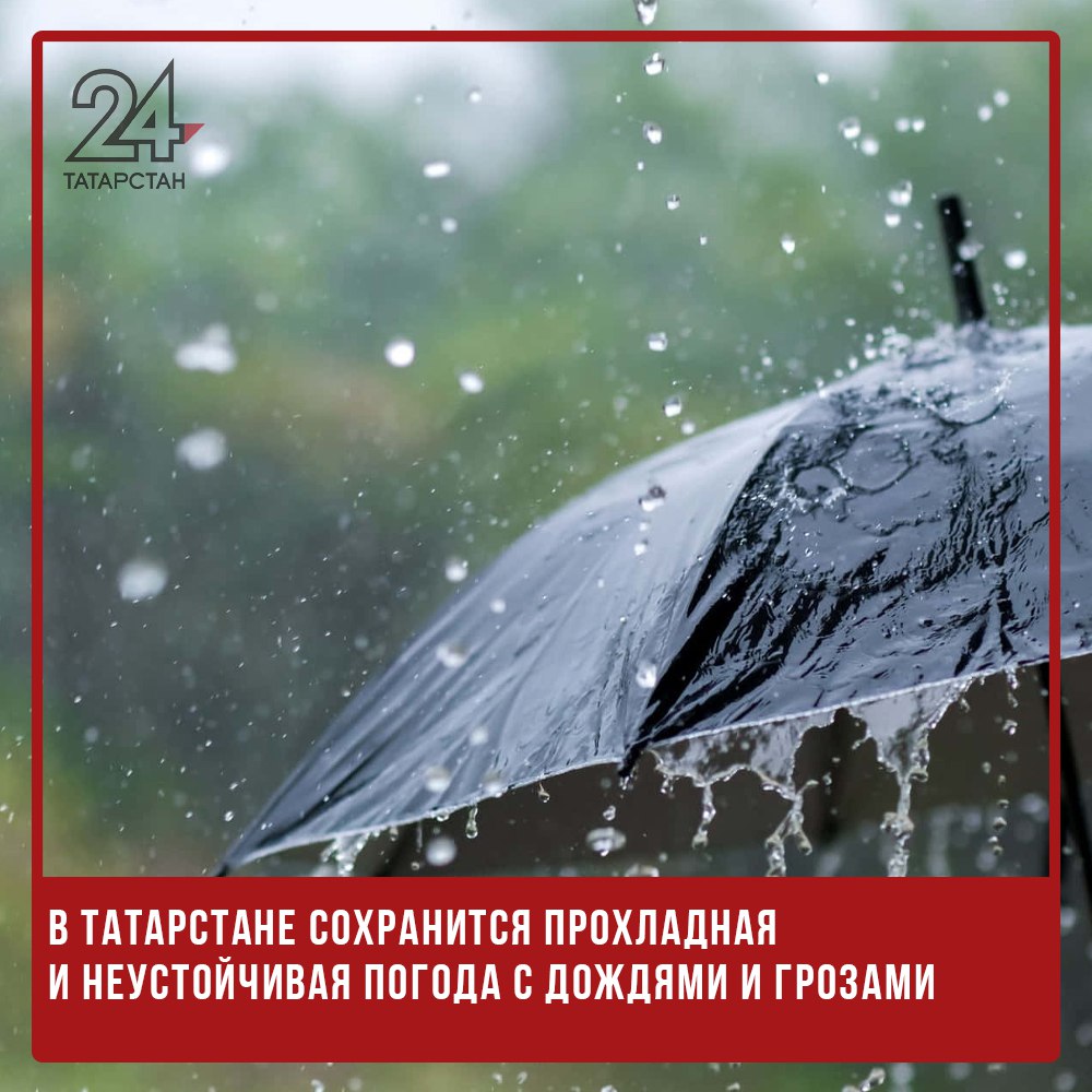В Татарстане сохранится прохладная и неустойчивая погода с дождями и грозами 27 июня ы РТ сохранится установившаяся ранее неустойчивая и прохладная погода. Об этом сообщает Гидрометцентр РТ. Небо над республикой останется облачным с прояснениями. Утром и днем на территории региона прогнозируются дожди, местами, включая Казань, сильные. Опустившийся кое-где ночью туман развеется. В отдельных районах возможны грозы, в дневные часы локально вероятен град. Ветер силой от 5 до 10 м/с со временем поменяет направление с юго-восточного на северо-восточное. Местами он будет усиливаться до 14 м/с, а при грозах на короткое время – и до 15–20 м/с. В светлое время суток воздух по Татарстану прогреется до 16, 21 градуса тепла в столице РТ – до +19, +21 градуса . -24 Отправить новость