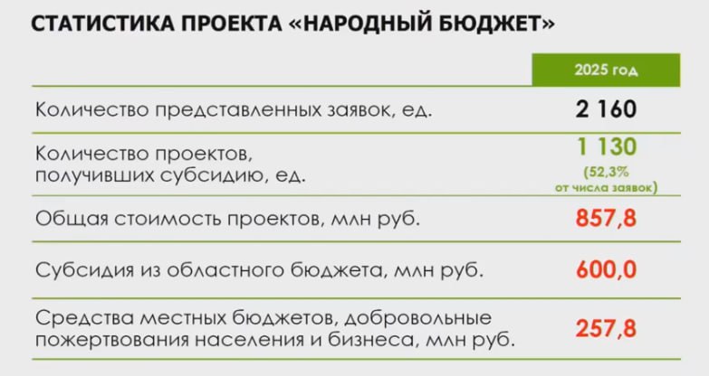 Статистику по проекту "Народный бюджет" представил на заседании заместитель Губернатора области Евгений Тютюков.