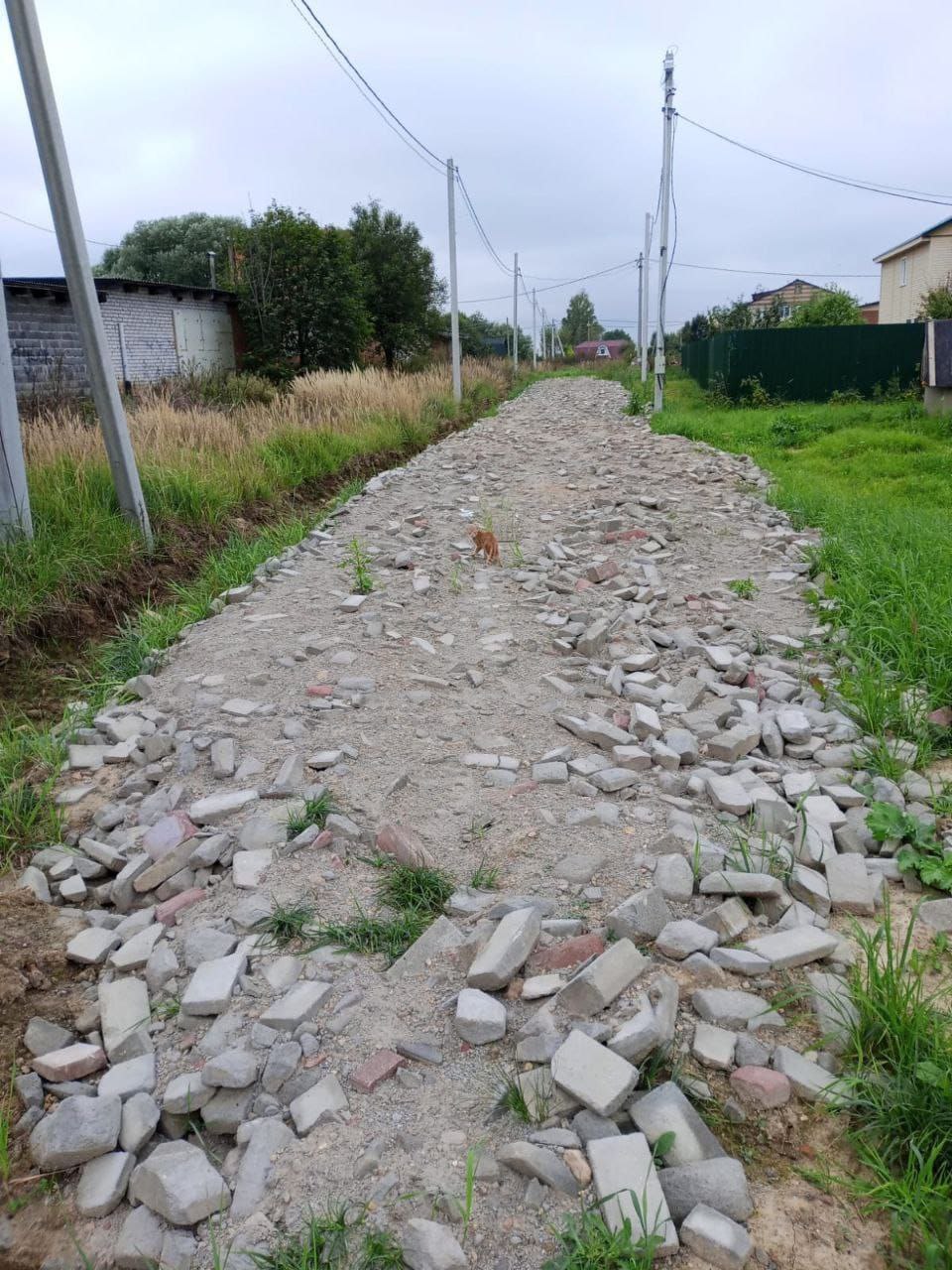 Жители Волоколамского городского округа жалуются на две российских беды – на дороги и на дураков. Обе жалобы слились в одну в Следственном комитете и «родили» уголовное дело по факту халатности. Уже пять лет местные многодетные родители молят только об одном – чтобы к их домам можно было подъехать. Это не под силу ни «скорой», ни пожарным - машины либо застревают в грязи, либо у них ломается подвеска. В администрации говорили, что в бюджете не хватает денег на строительство, потом сообщили, что дорога в поле вообще не запланирована. Летом на горизонте замаячила надежда в виде трактора для выравнивания грунта. Тогда же  рабочие для  устранения излишней воды на проезжей части вырыли рядом с ней траншею для стока жидкости. Но потом работы почему-то остановились. После очередной жалобы приехали шесть машин с битой бетонной плиткой, которые засыпали место предполагаемой дороги. Трактор камни эти чуть разровнял, и снова все исчезли в неизвестном направлении. Теперь к домам вообще ни одна машина проехать нормально не может, а мы ломаем ноги, обходя эти «булыжники». А из траншеи, когда обильно льют дожди, грязная вода заливается на участки.