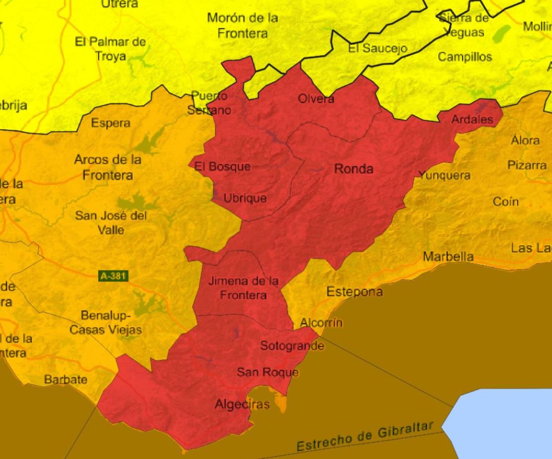 Красное предупреждение на юге Испании наводнения и оползни В Андалусии сегодня ожидаются беспрецедентные дожди заявил глава автономии Хуанма Морено Отменены школьные занятия на территории всего региона кроме Альмерии Сегодня утром красный уровень метеорологической опасности объявлен в Грасалеме и в районе Эстречо провинция Кадис а также в Ронде провинция Малага Высока вероятность оползней и наводнений
