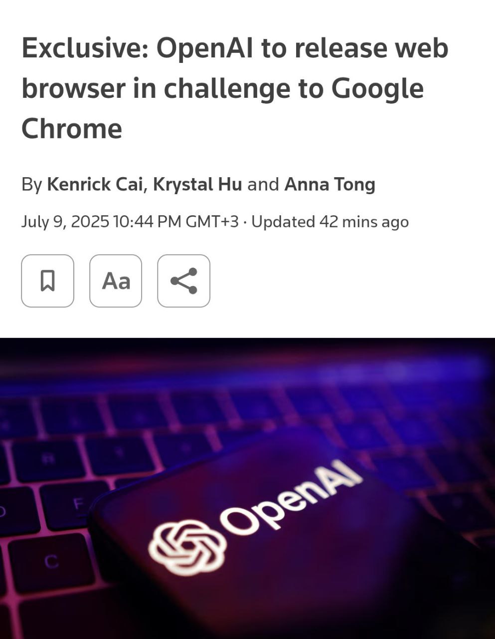 OpenAI бросает вызов Google — у ChatGPT в ближайшее время появится свой браузер. Сэм Альтман хочет в корне изменить интернет-серфинг — поиск в сети будет похож на диалог с ИИ, как сейчас в чат-боте. Можно будет забыть про миллион вкладок. Пишут, что браузер OpenAI будет способен анализировать страницы пачками, резюмировать длинные тексты за секунду и даже предупреждать о фейках — все это без лишних кликов и рекламы, которую не согласовал Альтман. Инсайдеры сообщают, что в Google впервые за 15 лет реально напряглись. А что если термину «гуглить» правда осталось не так долго?