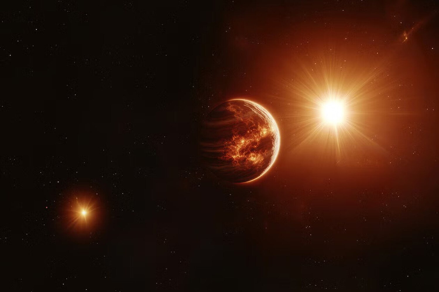 Астрономы нашли способ отличить горячие юпитеры которые мигрировали к своим звездам плавно от планет переживших бурное гравитационное прошлое Новый метод позволяет впервые с уверенностью выделить экзопланеты сформировавшиеся в протопланетном диске и постепенно сместившиеся на близкие орбиты Работа опубликована в журнале The Astronomical Journal AstroJournal Горячими юпитерами называют массивные газовые планеты сопоставимые по размеру с Юпитером но обращающиеся вокруг своих звезд всего за несколько дней С момента открытия первой такой экзопланеты в 1995 году ученые пришли к выводу что формируются они далеко от звезды а затем мигрируют внутрь системы Однако как именно происходит эта миграция вопрос который долгое время оставался открытым Существуют две основные гипотезы Согласно первой орбита планеты сначала становится сильно вытянутой под действием гравитации других тел а затем сглаживается приливными силами у звезды