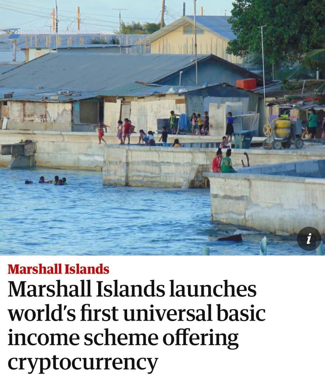 Первый в мире базовый безусловный доход по 200 16 тысяч рублей ежеквартально всем гражданам ввели Маршалловы Острова Правительство выплачивает средства независимо от дохода на карту чеком или криптой чтобы никто не остался позади пояснил министр финансов Дэвид Пол Сумма в 800 в год не заменяет работу но служит моральным подспорьем при ВВП на душу 8290 и среднем доходе 800 1000 в месяц bankoffo