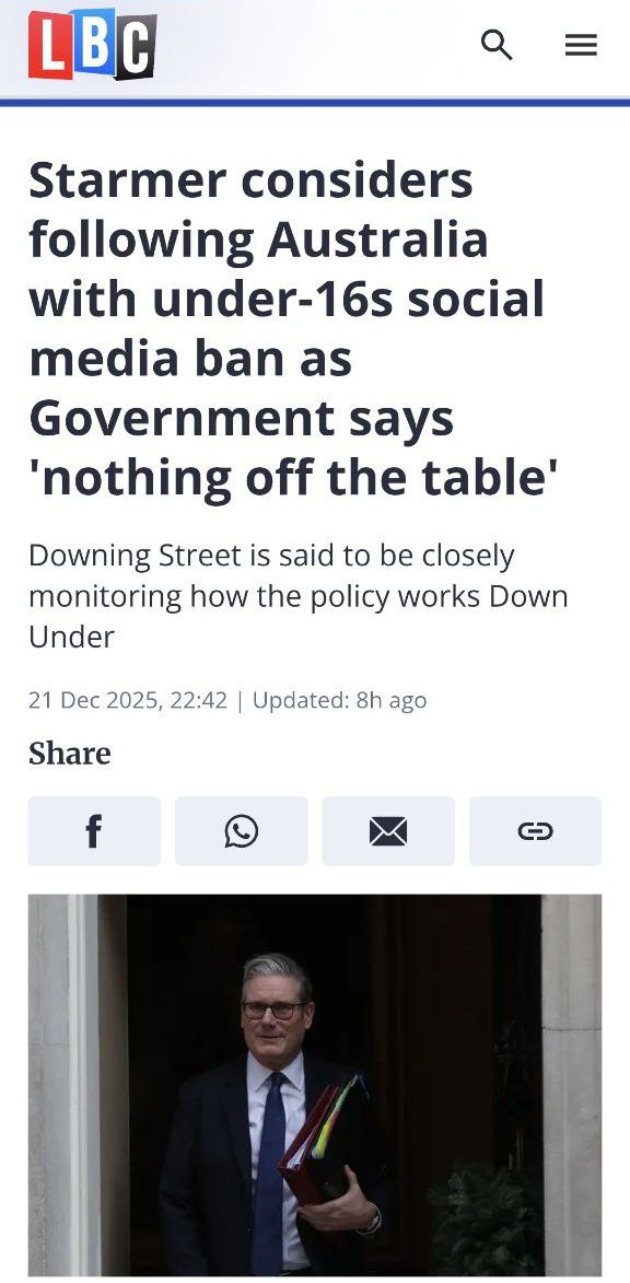 Премьер министр Великобритании Кир Стармер рассматривает возможность запрета социальных сетей для детей младше 16 лет Как отмечает LBC при этом британское правительство внимательно следит за новыми общенациональными ограничениями в Австралии