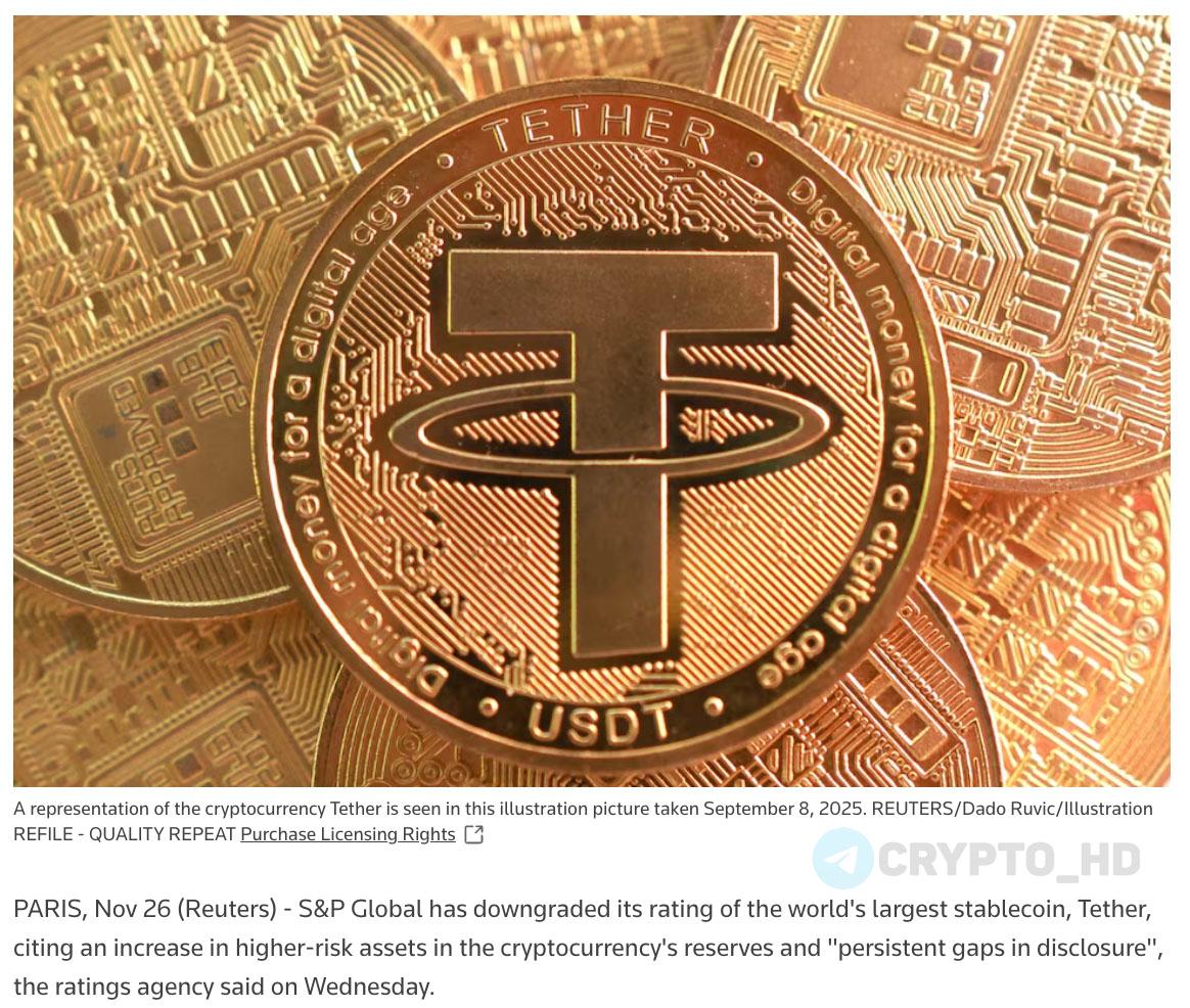 Рейтинг Tether USDT Агентство S P Global опустило стабильность стейблкоина USDT до уровня 5 минимальной оценки по введенной специальной шкале стабильности Stablecoin Stability Assessment Причины снижения рейтинга Увеличение доли высокорисковых активов в резервах Недостаточная прозрачность операций и отсутствие ясной информации о партнерах банках и кастодианах Эмодзи информация снижение значимости финансовой устойчивости актива investing investing