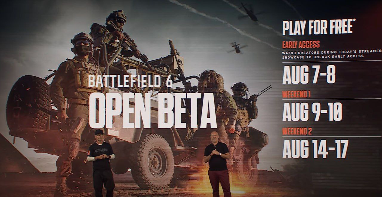 Открытая бета Battlefield 6 пройдёт 9-10 августа и 14-17 августа. Для предзаказавших будет закрытое тестирование — оно состоится 7-8 августа. Игру уже можно купить — стандартное издание обойдётся в $70. Вместе с этим разработчики показали короткий тизер королевской битвы, деталями которой поделятся позднее. После открытия предзаказов в Steam появились минимальные системные требования.