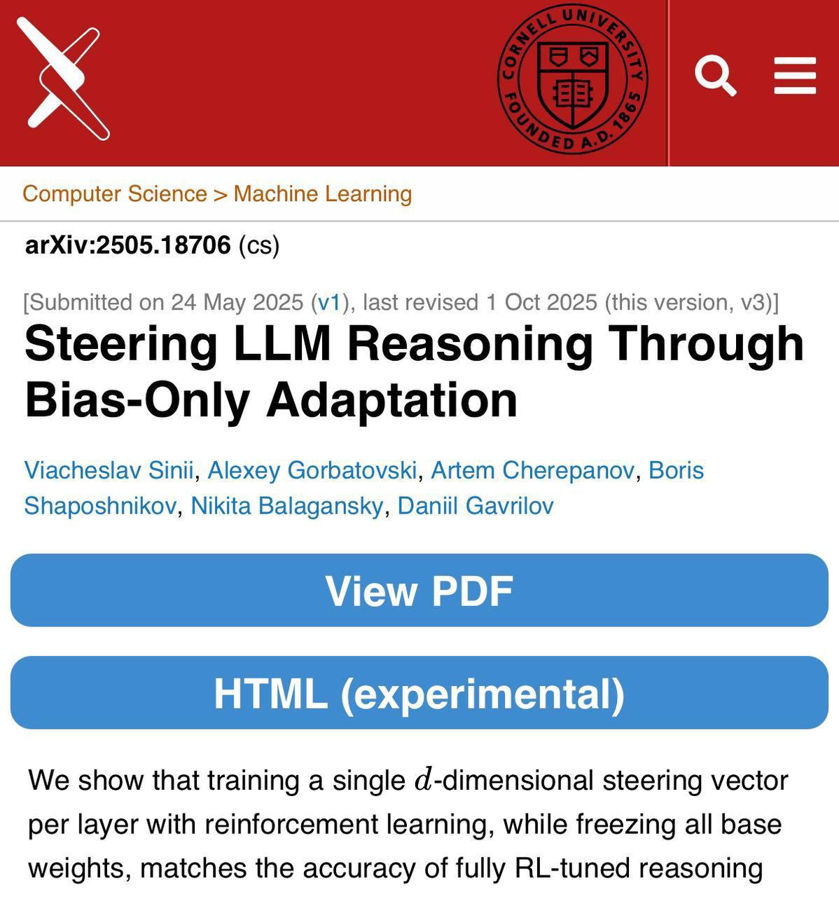 Российские исследователи продвинулись в исследовании ИИ они разработали способ научить языковые модели рассуждать быстрее и дешевле Исследователи из лаборатории Центрального университета Omut AI и T Bank AI Research предложили вместо традиционного обучения использовать обучение steering vectors маленьких подсказок которые помогают модели думать логичнее Раньше для этого применяли обучение требующее дополнительных вычислений и памяти Новый метод не требует перестраивать всю нейросеть а лишь добавляет компактные векторы настройки По сути модель уже умеет рассуждать а эти векторы помогают ей делать это увереннее и точнее экономя ресурсы Илон Маск