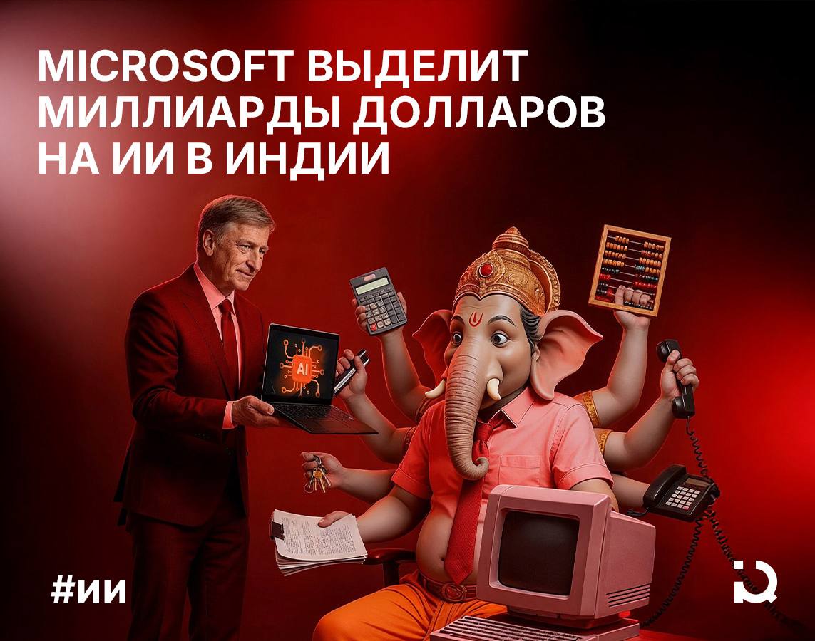 В Индии обнаружены залежи ИИ Microsoft объявил о планах вложить 17 5 млрд в развитие искусственного интеллекта и облачных технологий в Индии в течение ближайших четырёх лет Ключевым элементом нового инвестиционного пакета станут мощные центры данных В частности крупнейшая инициатива Microsoft в Индии сейчас строится в Хайдарабаде и должна заработать уже в середине 2026 года Масштабные инвестиции в инфраструктуру часть глобальной стратегии Microsoft Только за последние месяцы корпорация пообещала 10 млрд на строительство центра обработки данных с фокусом на ИИ в Португалии свыше 7 9 млрд на развитие облачных сервисов и дата центров в ОАЭ а также 30 млрд на модернизацию AI инфраструктуры в Великобритании Корпорация Билла Гейтса далеко не единственная кто интересуется самой густонаселённой страной в мире Например туда уже приезжал сооснователь Anthropic в ближайшие месяцы ожидаются визиты главы Nvidia и руководителя Google DeepMind А на днях Джефф Безос из Amazon заявил что намерен вложить в Индию не менее 35 млрд к 2030 году