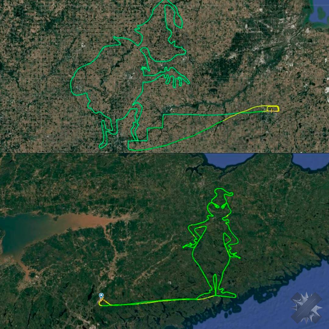Пилоты превратили небо в арт и нарисовали Гринчей Два лётчика из США и Канады решили что обычных рейсов им мало и устроили настоящее воздушное шоу Их маршруты сложились в силуэты Гринчей а увидеть всё это можно было на сервисе который следит за самолётами в реальном времени На каждый такой рисунок ушло по 2 5 3 часа полёта Терпение точность и немного безумия   вот это новогодний подход делать им нечего НМШ