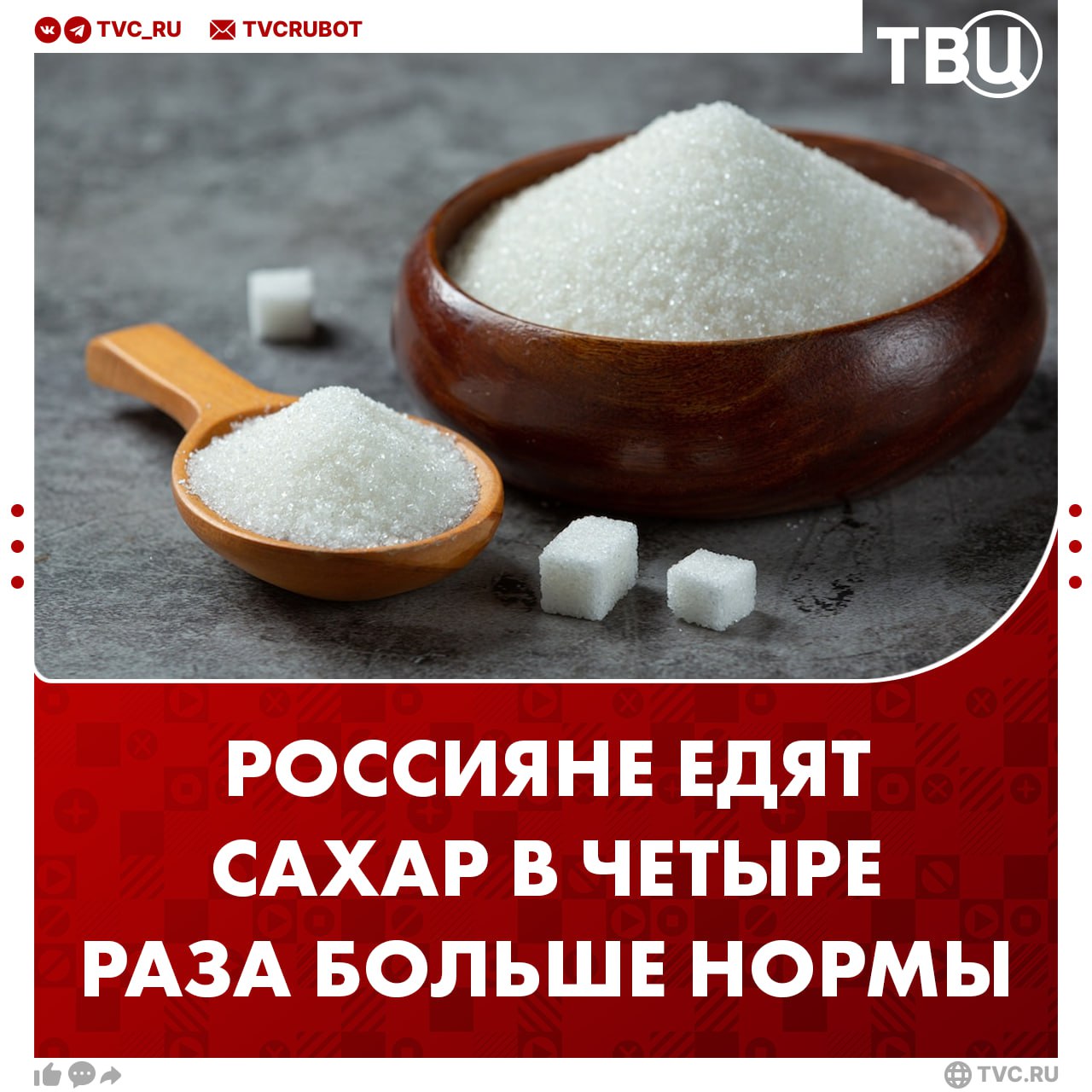 Россияне потребляют сахар в четыре раза больше рекомендованных норм Также много россияне употребляют соль почти в 2 5 раза больше нормы Такие данные привел глава Минздрава Михаил Мурашко А вот с овощами и фруктами проблема другая Потребление полезных продуктов находится ниже нормы отметил Мурашко Подписаться на ТВЦ в MAX А вы любите сахар Конечно и даже очень Стараюсь его не есть