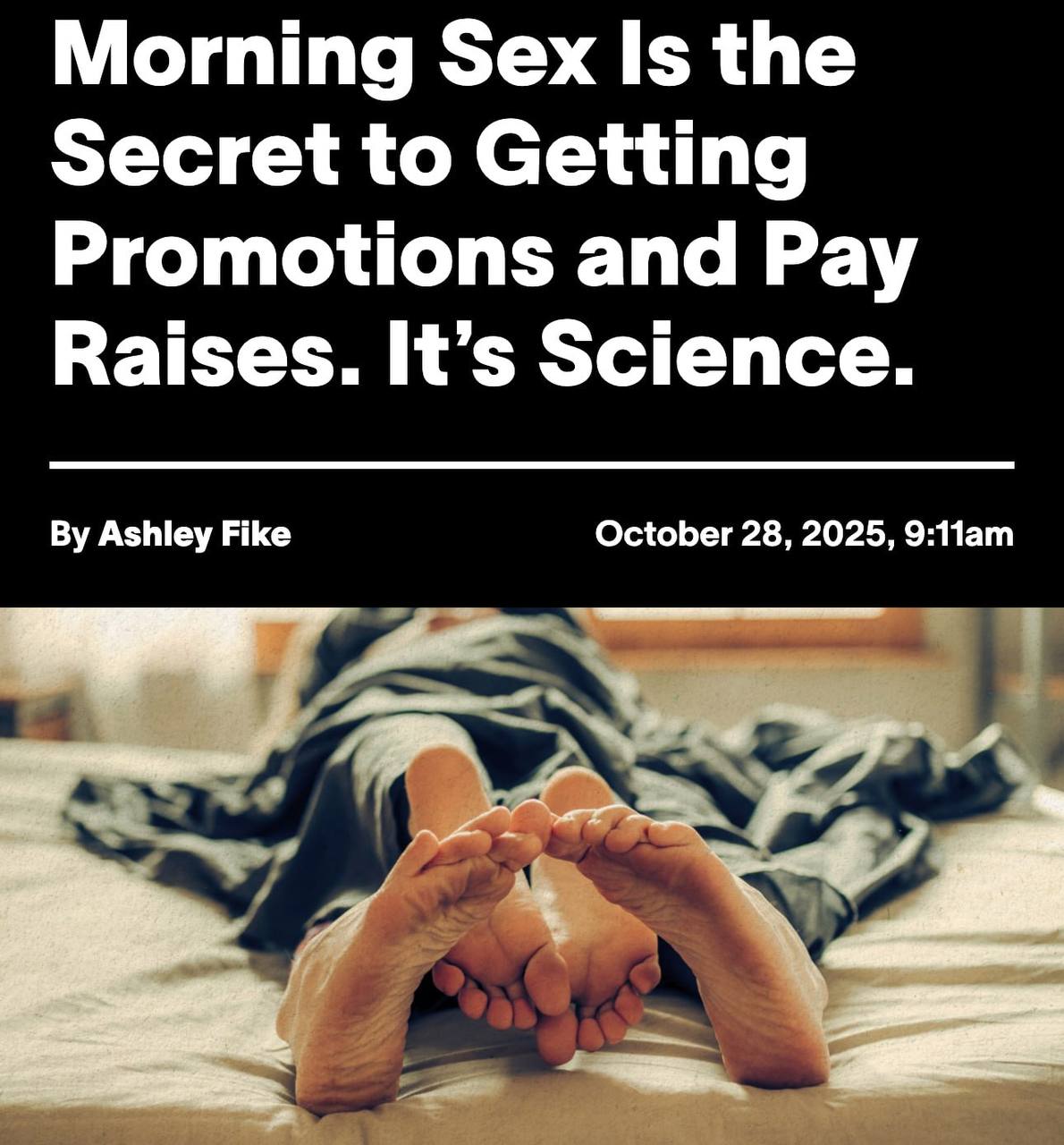 Утренний секс повышает зарплату и продуктивность исследование ZipHealth показало что 71 сотрудников после него работают эффективнее 70 закрывают больше задач а каждый пятый даже получил повышение Эффект особенно заметен у руководителей и предпринимателей секс перед работой поднимает настроение сильнее кофе и укрепляет стрессоустойчивость 1337