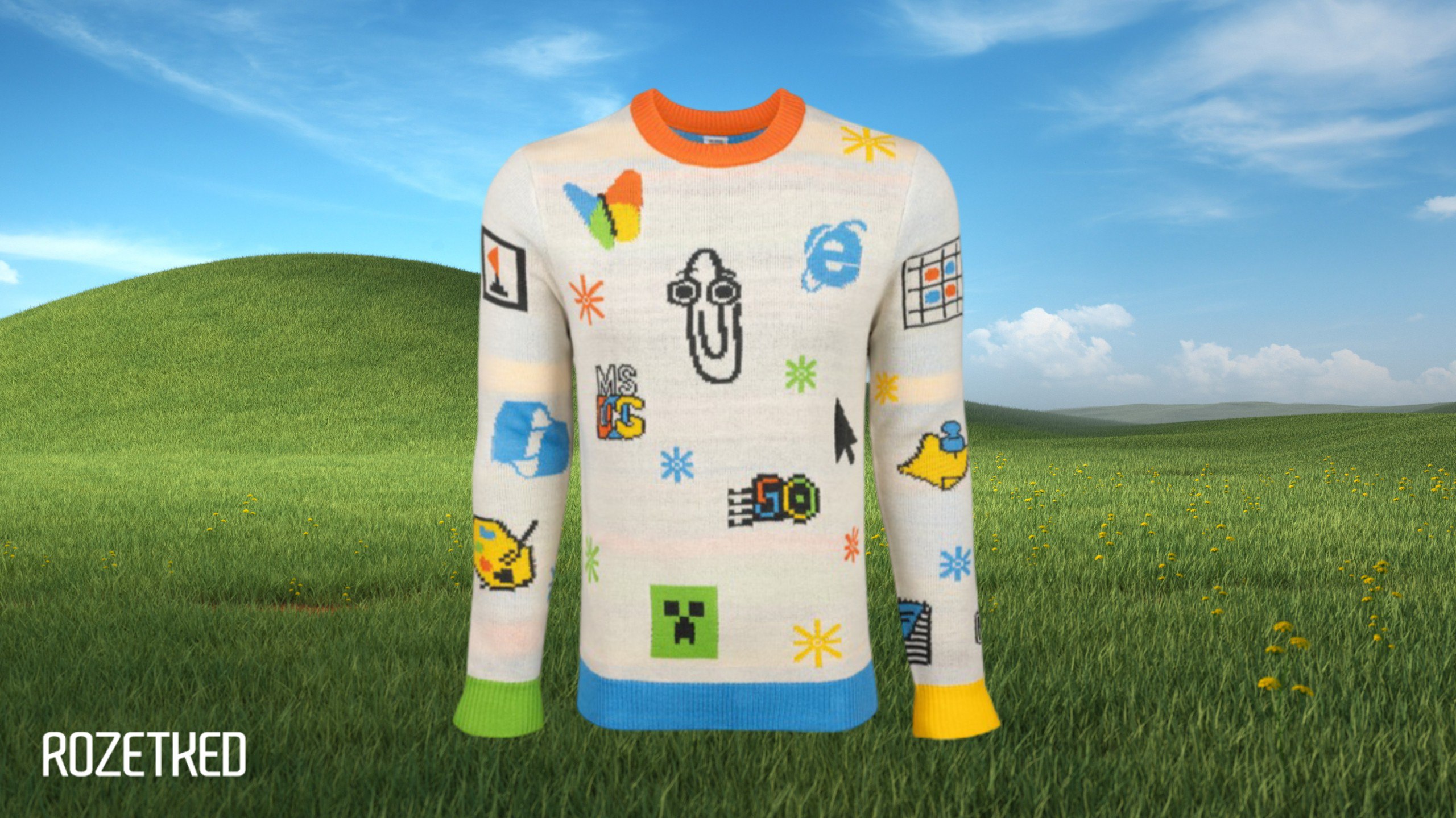 Теперь вы одеты как фанат Microsoft Microsoft возобновила свою ежегодную традицию выпускать к Новому году уродливые свитеры и начала продажи новой модели под названием Artifact Sweater Одёжка выполнена с вкраплениями цветов логотипа компании а также содержит в себе иконки знаменитых и не очень сервисов Microsoft нашлось место Скрепышу Paint Copilot и голове крипера из Minecraft Купить можно за 80 долларов 6200 рублей Правда первую партию моментально раскупили поэтому следующие поставки ожидаются к началу января Rozetked Подписаться