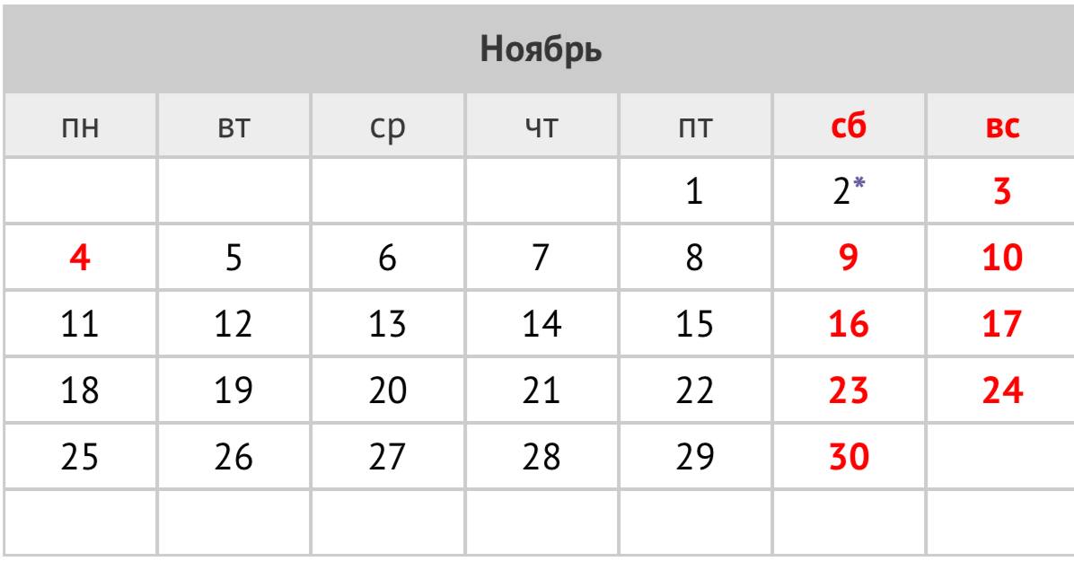 Приморцам предстоит шестидневная рабочая неделя    В субботу, 2 ноября, рабочий день будет сокращенным. После завершения рабочей недели россиян ожидают два дня отдыха в честь Дня народного единства — в воскресенье, 3 ноября, и понедельник, 4 ноября. Первая рабочая неделя ноября будет укороченной — с 5 по 8-е число.