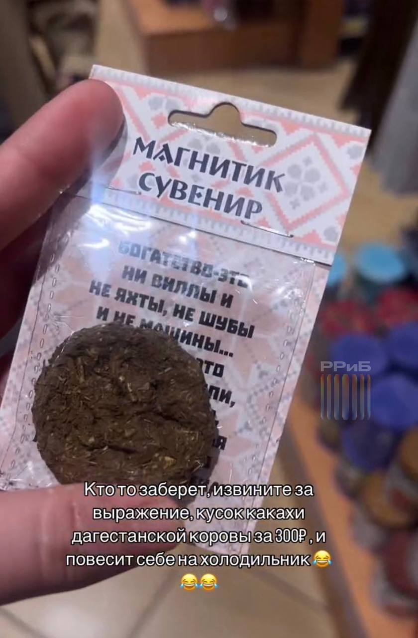 В Дагестане начали продавать коровьи лепёшки — спрессованный навоз, который считается талисманом для привлечения богатства и удачи. Стоит необычный сувенир 310 рублей.